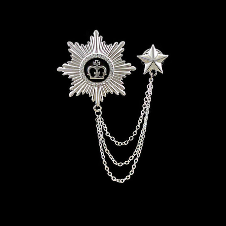 Men's Octagon Star Crown Chain Brooch - Silver - image 3