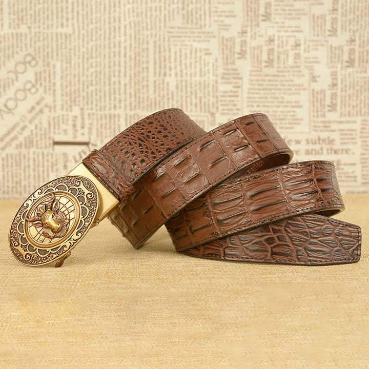Men's Wild Goat Alligator Pattern Leather Belt - image 14