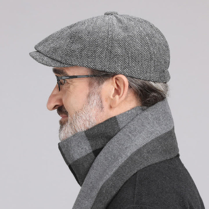 Men's Gentleman Herringbone Pattern Octagonal Beret Cap - image 2
