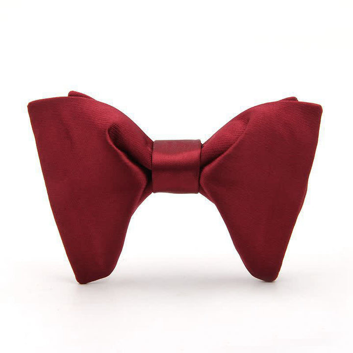 Men's Paisley Solid Color Oversized Pointed Bow Tie - Solid Burgundy - image 6