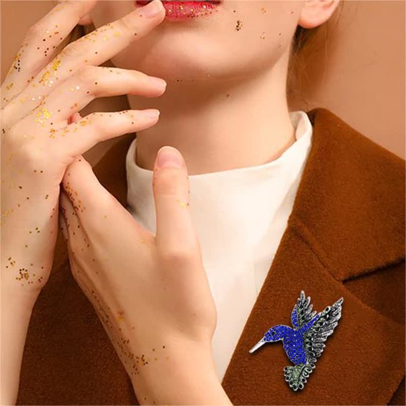 Women's Hummingbird Rhinestone Brooch - image 2