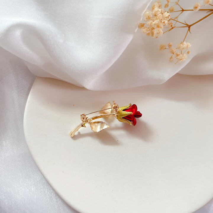 Women's Exquisite Rose With Stem Brooch - image 8