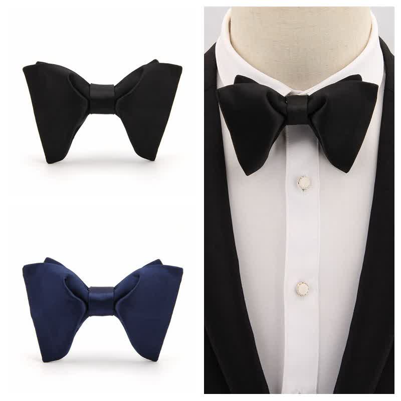 Men's Paisley Solid Color Oversized Pointed Bow Tie - image 2