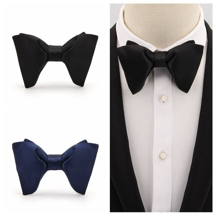 Men's Paisley Solid Color Oversized Pointed Bow Tie - image 2