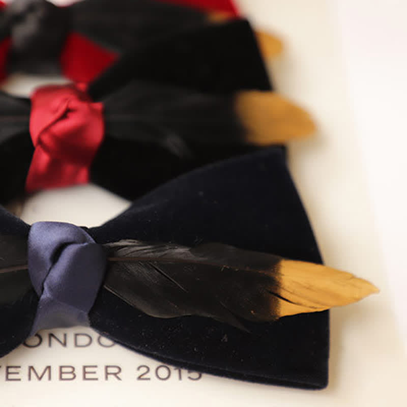 Men's Texture Velvet Feather Bow Tie - image 4