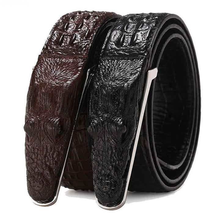 Men's Lifelike Crocodile Head Buckle Leather Belt - image 0