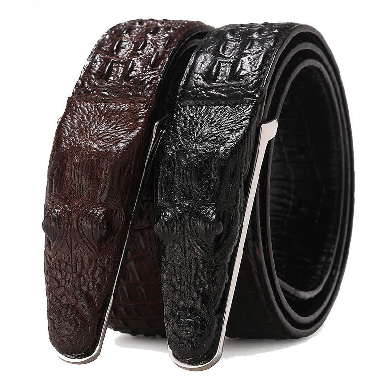 Men's Lifelike Crocodile Head Buckle Leather Belt - image 0