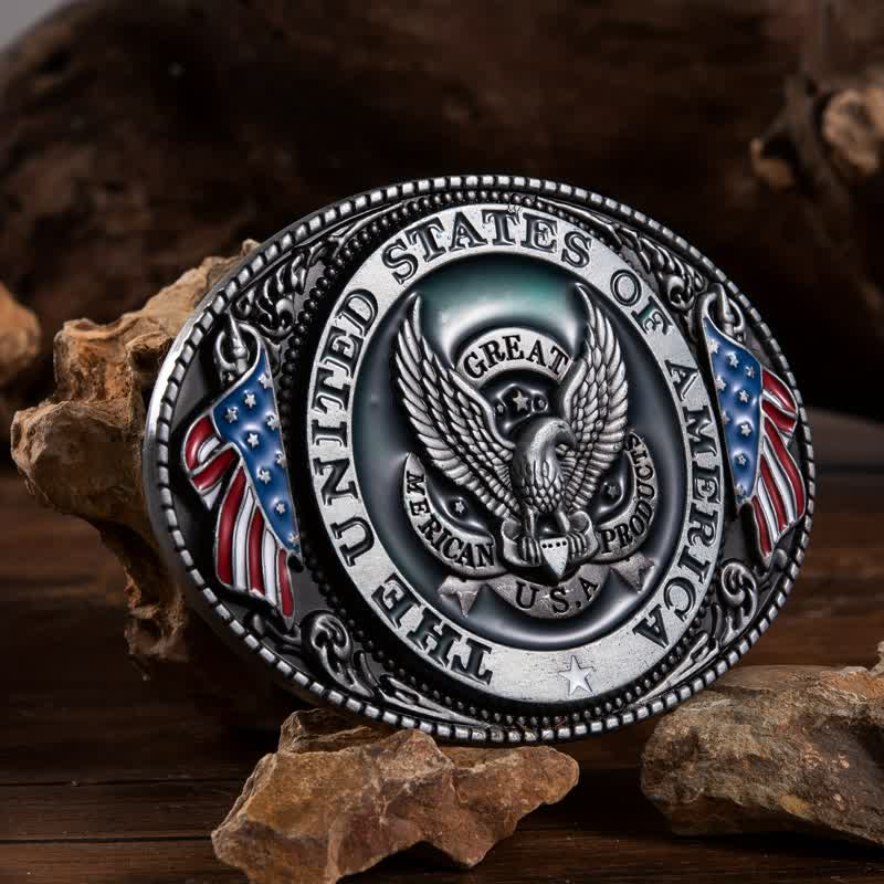 Men's DIY Patriotic Eagle Flag Buckle Leather Belt - Eagle - Without Belt - image 0