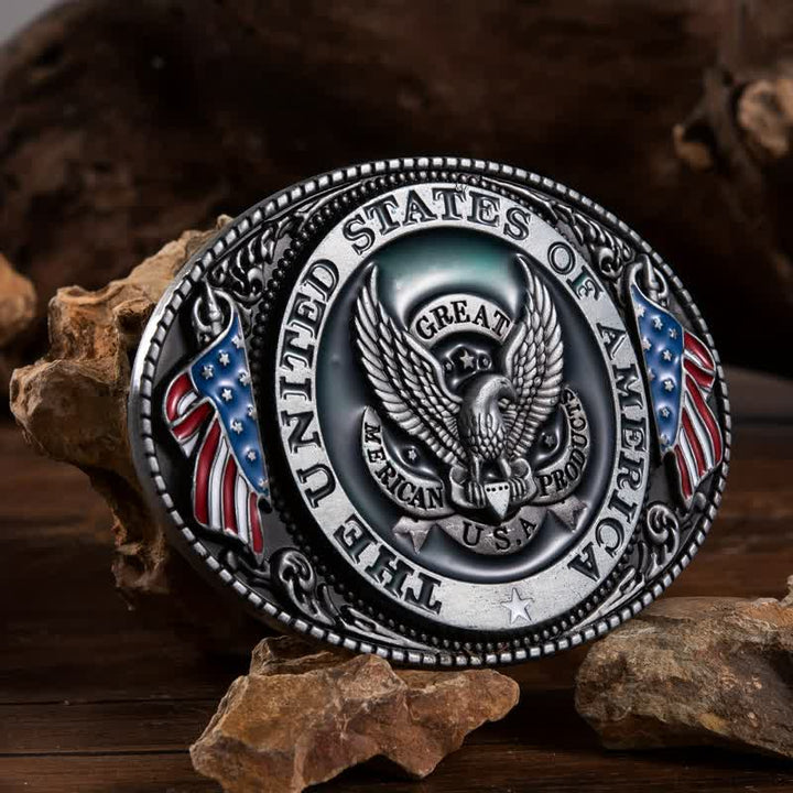 Men's DIY Patriotic Eagle Flag Buckle Leather Belt - Eagle - Without Belt - image 0