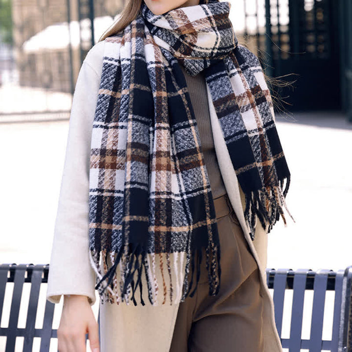 Women's Daily Knit Woven Tartan Checker Scarf - image 12