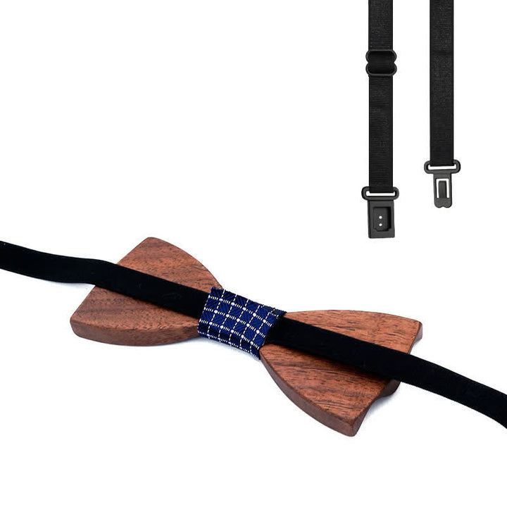 4Pcs Men's Black Walnut Wooden Bow Tie Set - image 6
