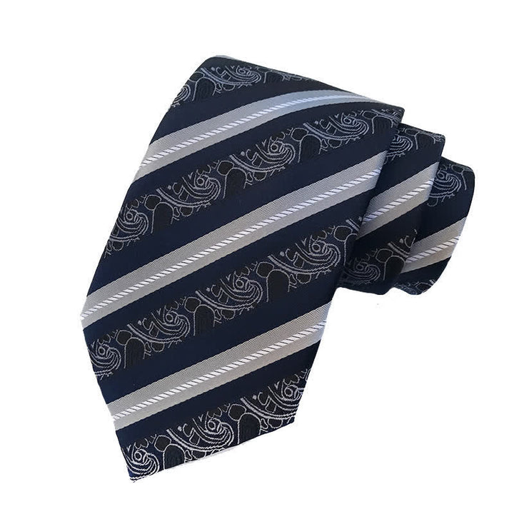 Men's Mix Paisley Striped Necktie - Navy - image 2