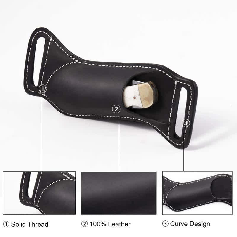 Curve Folding Knife Carrier Leather Sheath Belt Bag - image 6