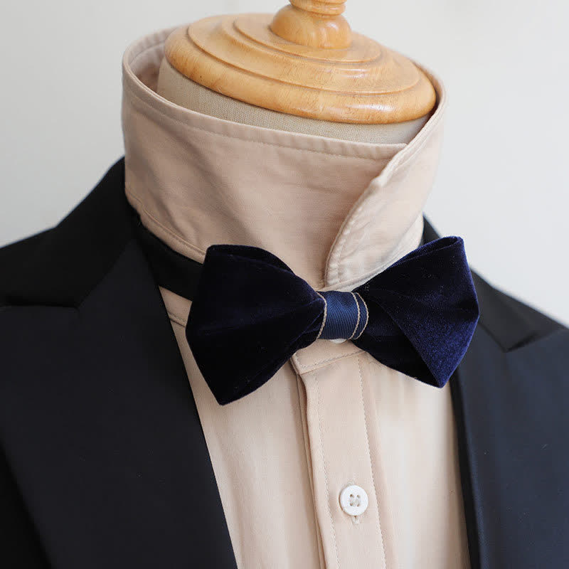 Men's Advanced Velvet Twist Bow Tie - Navy - image 4
