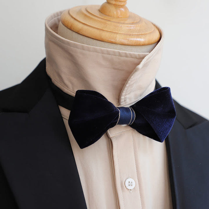 Men's Advanced Velvet Twist Bow Tie - Navy - image 4