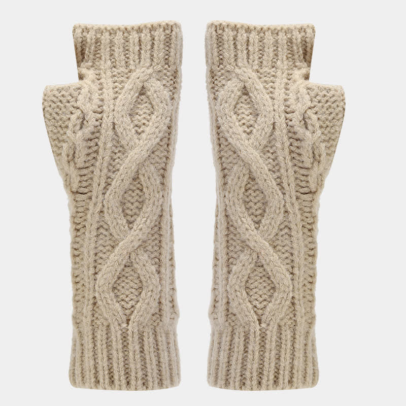 3Pcs Women's Cable Knitted Hat Scarf Fingerless Mittens Set - image 11