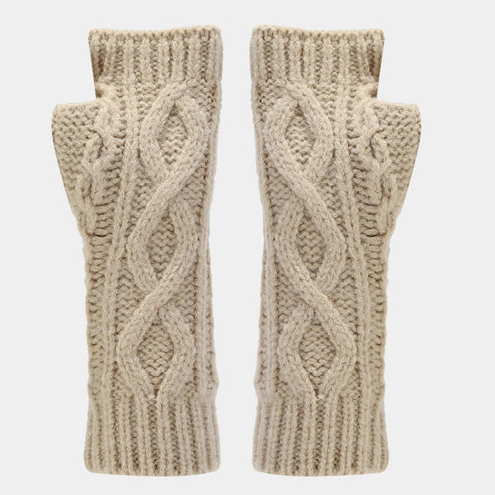 3Pcs Women's Cable Knitted Hat Scarf Fingerless Mittens Set - image 11