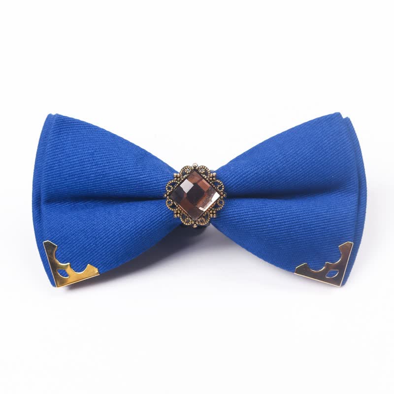 Men's Gem Golden Edge Cotton Bow Tie - Royal - image 11