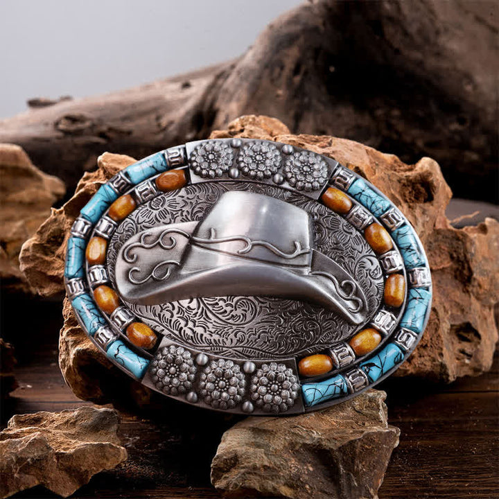 Men's DIY Cowboy Hat Turquoise Stone Buckle Leather Belt - Hat - Without Belt - image 0