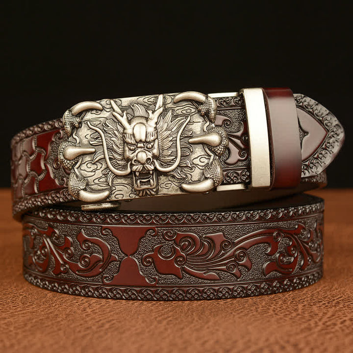 Men's Mighty Dragon Claw Leather Belt - Silver & Brown - 46 - image 15