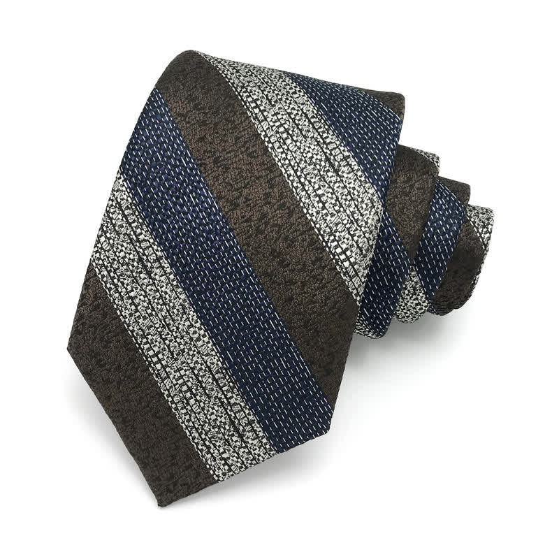Men's Wide Block Multi Striped Necktie - Brown - image 1