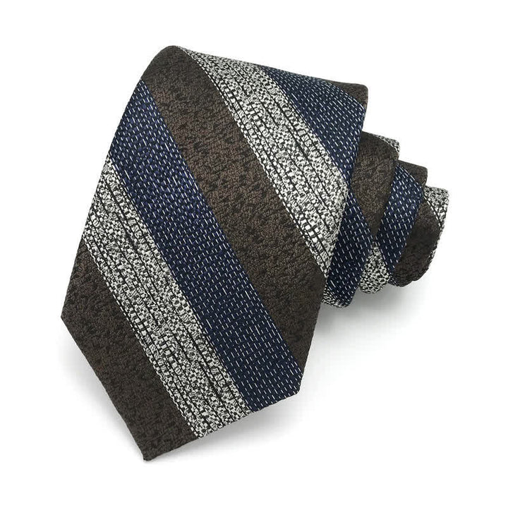 Men's Wide Block Multi Striped Necktie - Brown - image 1