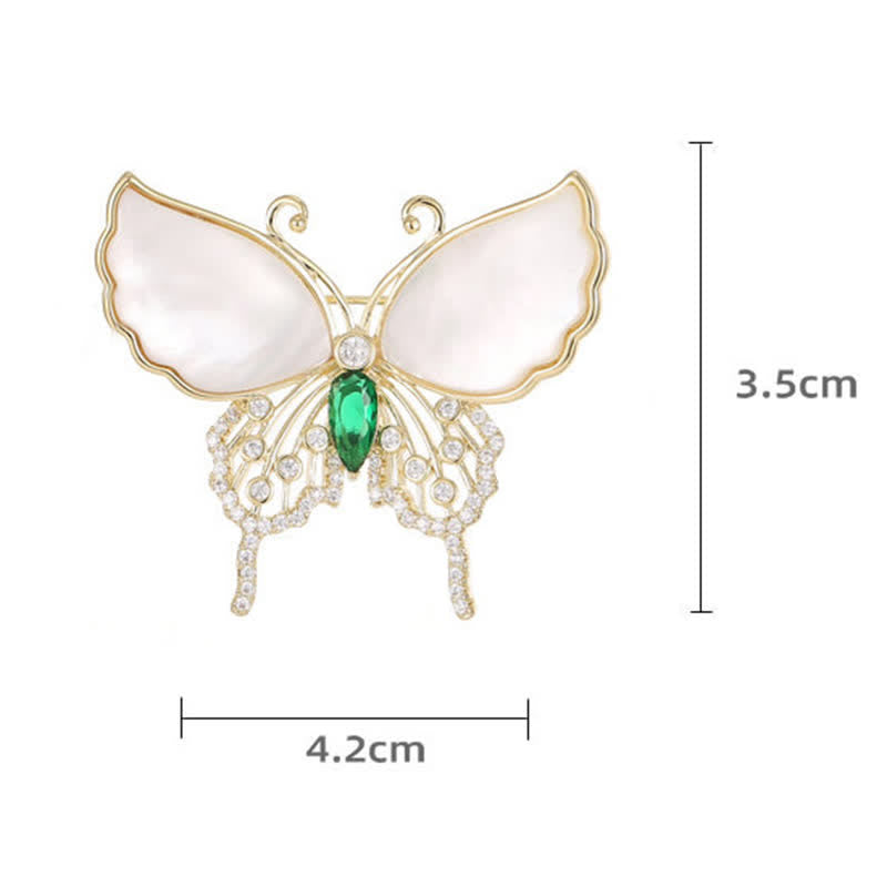 Women's Natural Shell Butterfly Brooch - image 4