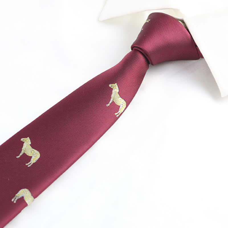 Men's Fun Animal Motifs Necktie - Zebra - Burgundy - image 9