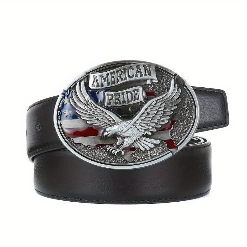 Men's DIY American Pride Eagle Buckle Leather Belt - image 2