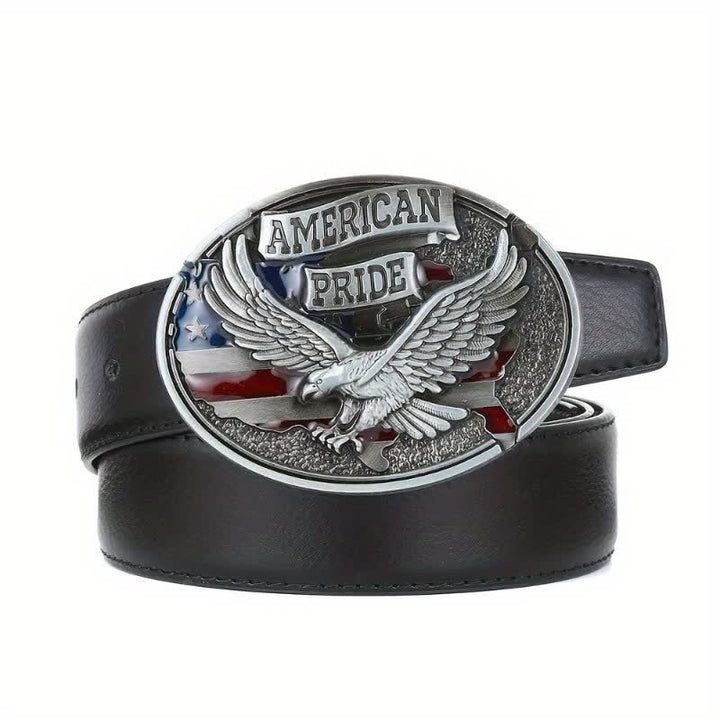 Men's DIY American Pride Eagle Buckle Leather Belt - image 2