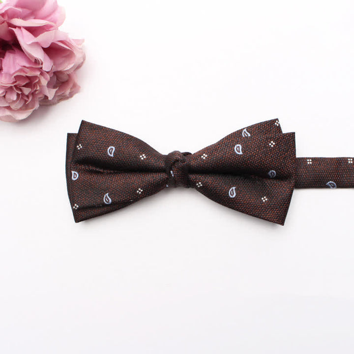 Men's Geometrical Business Office Bow Tie - SaddleBrown Cashew - image 13