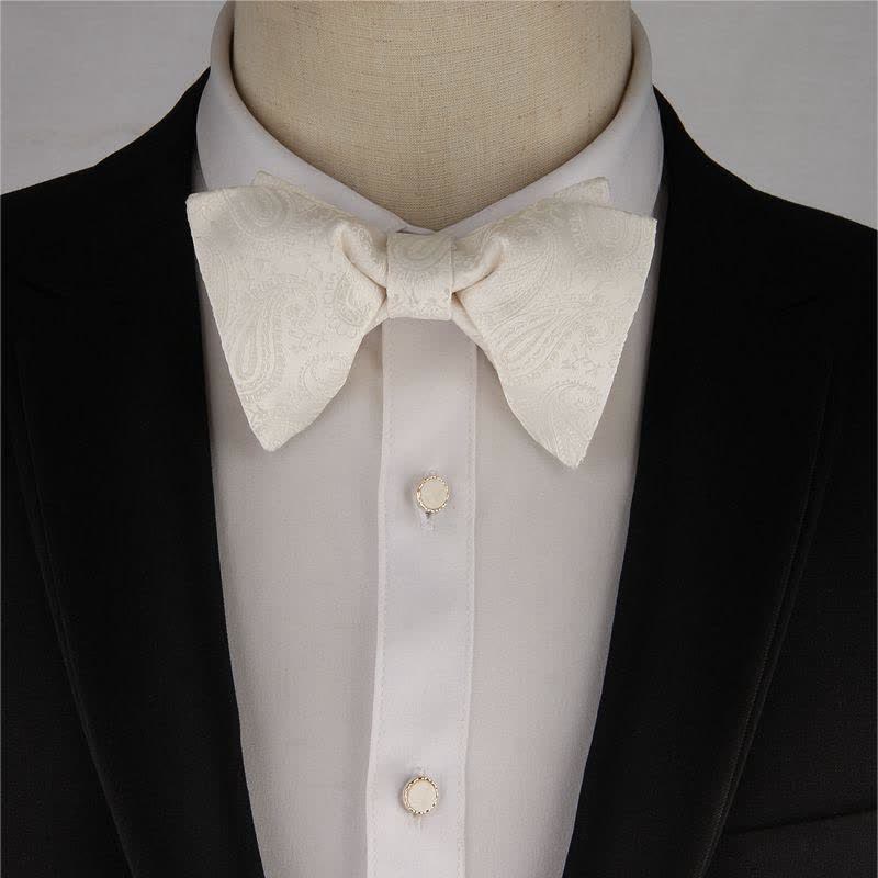 Men's Paisley Solid Color Oversized Pointed Bow Tie - image 11