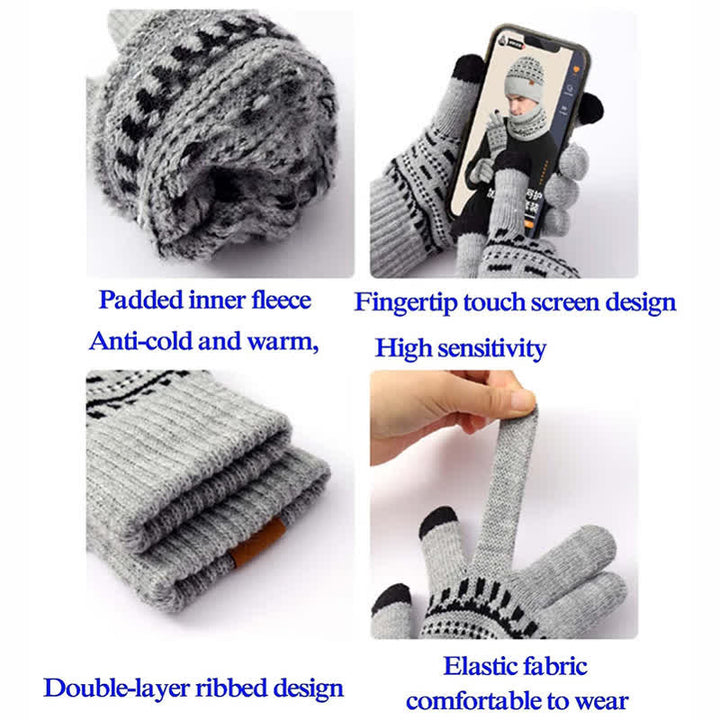 3Pcs Loose Double Layer Knit Hat Scarf Gloves Set - image 9