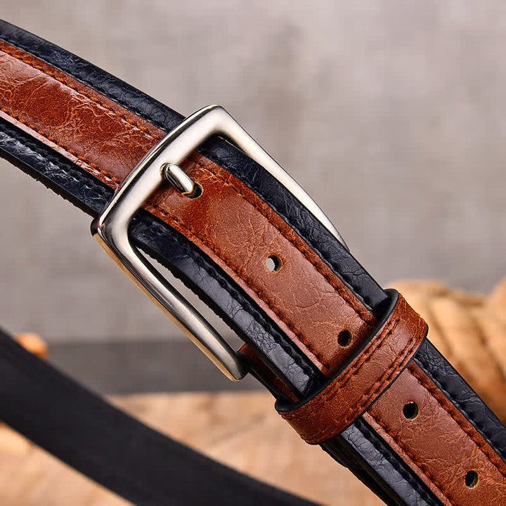 Men's Retro Floral Decorative Leather Belt - image 1