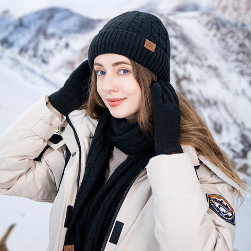 3Pcs Unisex Warm Hat Scarf Gloves Set - image 16