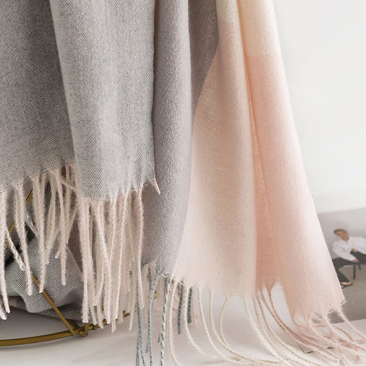Women's Warmth Shawl Plaid Tassel Scarf - image 7
