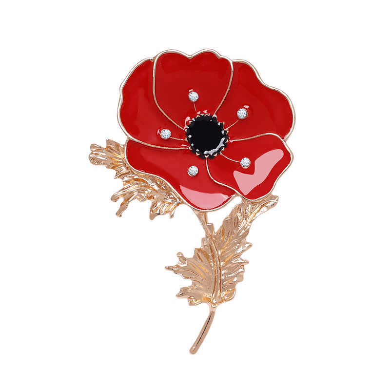 Women's Vintage Oil Painting Poppy Brooch - image 3