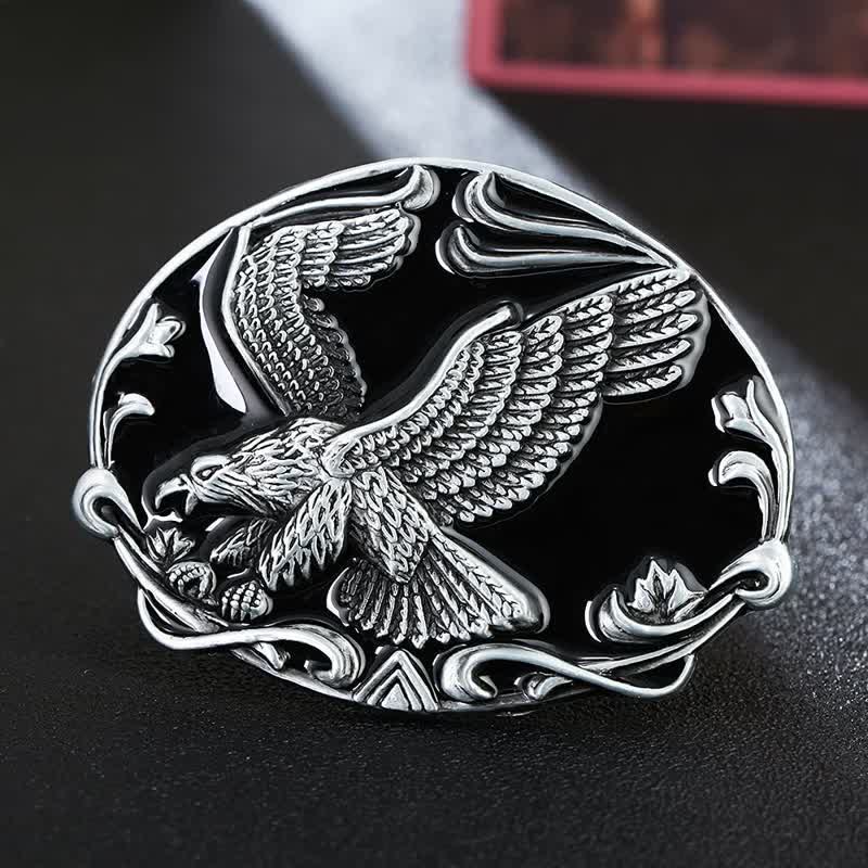 Men's DIY Spreading Wings Eagle Freedom Buckle Leather Belt - Eagle - Without Belt - image 0