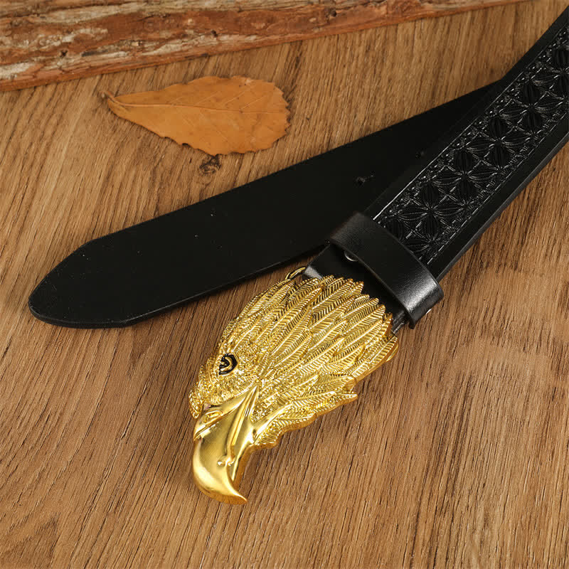 Men's Eagle Head Realistic Vulture Western Leather Belt - image 18