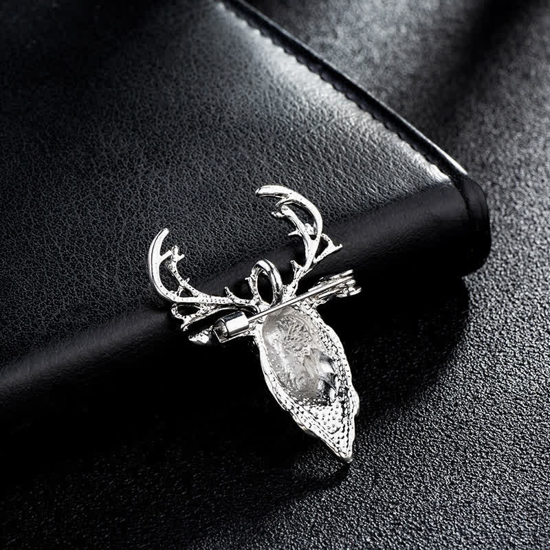 Men's Bling Elk Deer Head Brooch - image 5