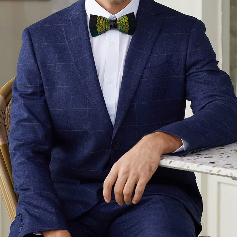 YellowGreen & Black Forest Goose Feather Bow Tie - image 2