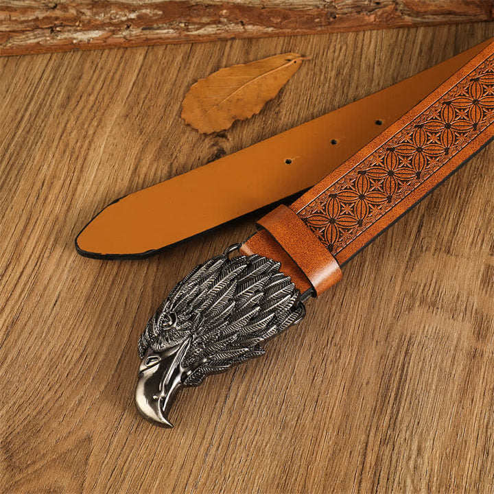 Men's Eagle Head Realistic Vulture Western Leather Belt - image 9