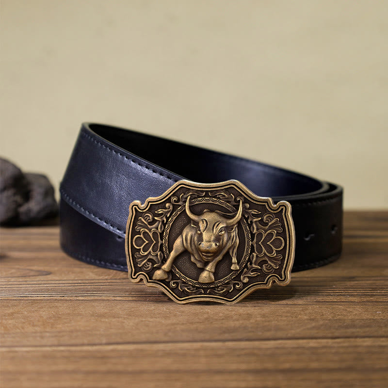 Men's DIY Matador Buckle Leather Belt - Bronze - Black PU Belt (40) - image 5