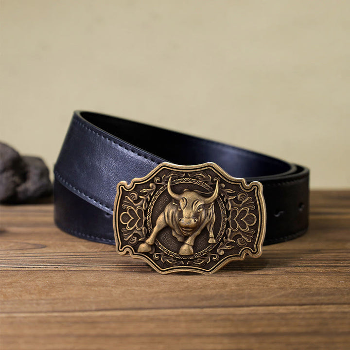 Men's DIY Matador Buckle Leather Belt - Bronze - Black PU Belt (40) - image 5