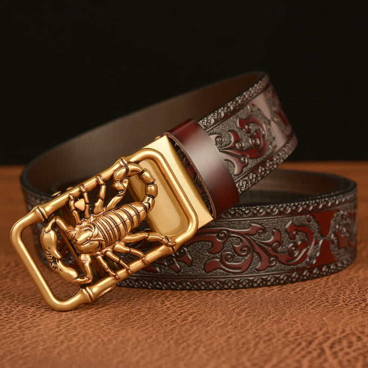 Men's Scorpion Embossed Engraved Leather Belt - image 11