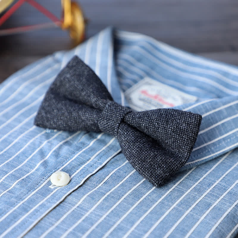 Men's Simple Tweed Wool Blend Bow Tie - # 1 - image 2