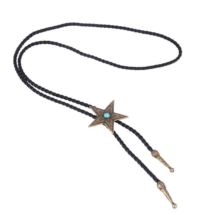 Vintage Natural Stone Star Pendant Necklace Bolo Tie - image 9
