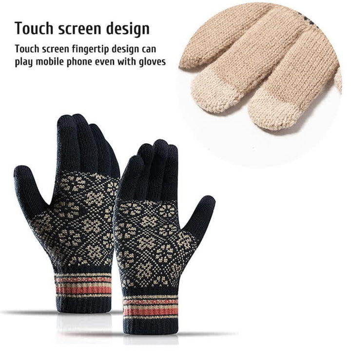 3Pcs Unisex Snowflake Hat Scarf Touchscreen Gloves Set - image 9