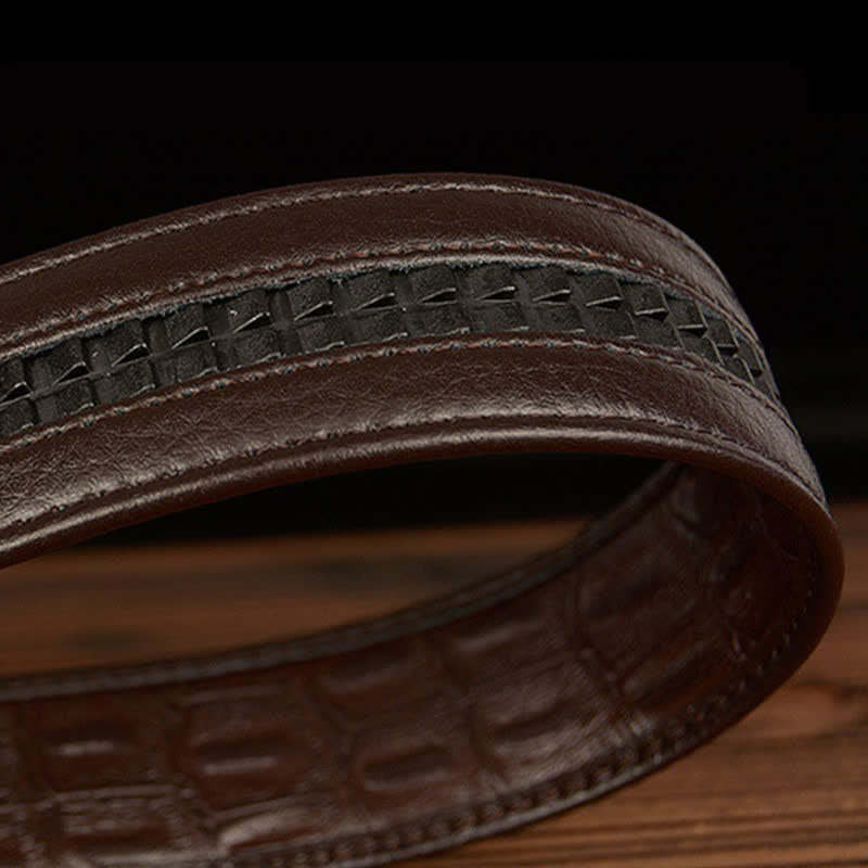 Men's Crocodile Buckle Alligator Pattern Leather Belt - image 4