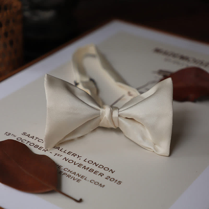 Men's Century Retro Double Layers Bow Tie - White - image 2